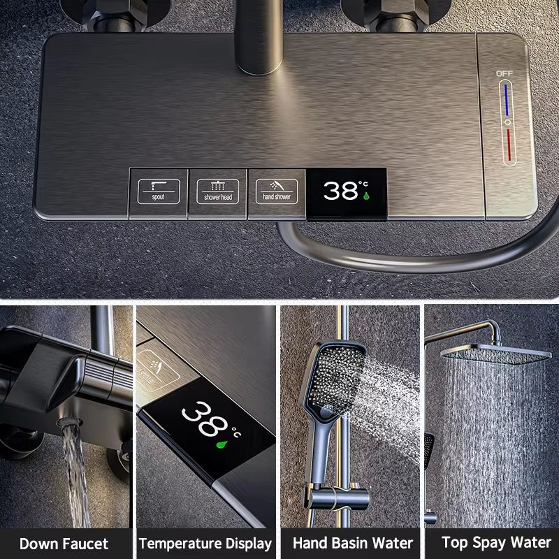 Luxury Temperature Display Piano Key Shower Set-6066