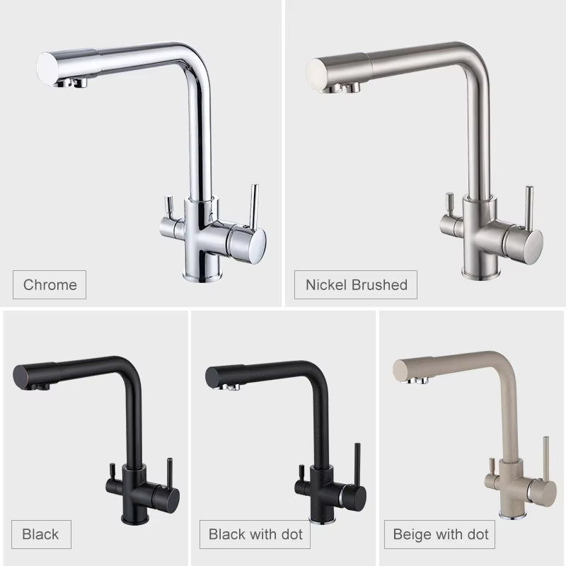 360 Degree Rotating Water Purification Double Handle Kitchen Faucet-8902