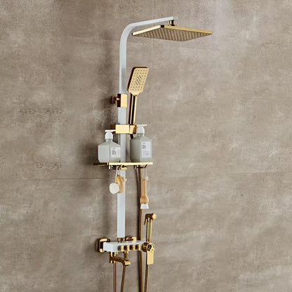 Wall Mounted Thermostatic Shower Set Round Handle With Spray Gun-6937