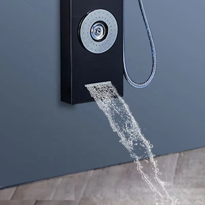 Waterfall Style Wall Mounted Stainless Steel Illuminated Panel Bathroom Shower Head-6084BB