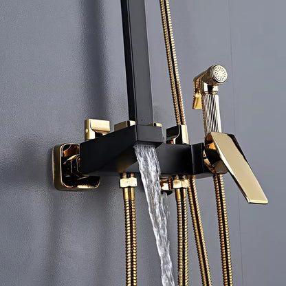 Gold And Black Wall Mounted Thermostatic Shower Set-6244