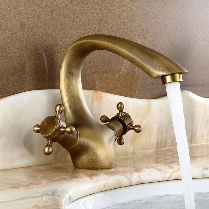 Bathroom Basin Double Handle Antique Faucet-7059
