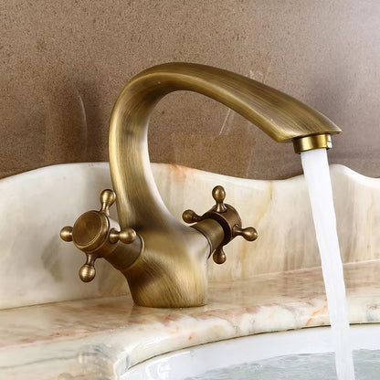 Bathroom Basin Double Handle Antique Faucet-7059