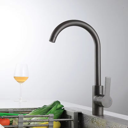 Premium Black Kitchen Sink Single Hole Handle Swivel Faucet-8418