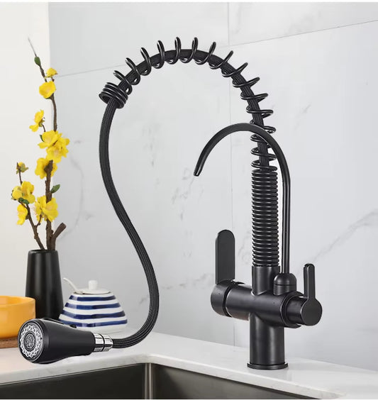 Spring Loaded Kitchen Sink Faucet With Drinking Water-8589