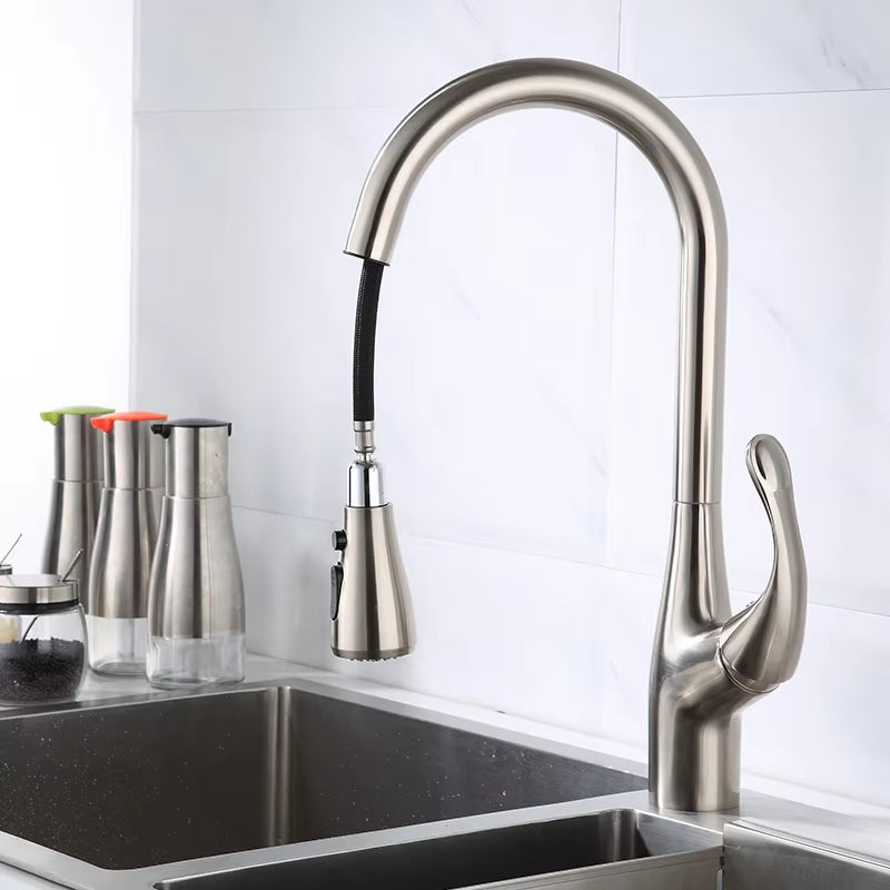 Pull-Out Sink Kitchen One-Button Water Stop Faucet-8555
