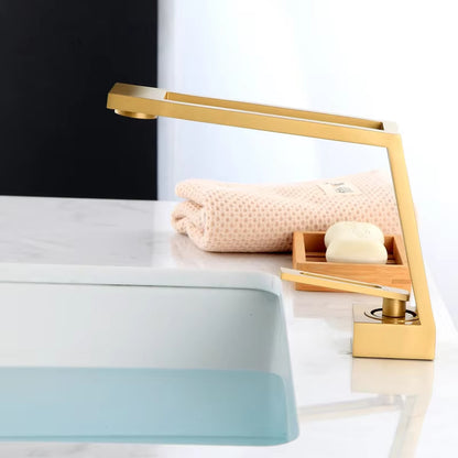 High-End Hollow Design Bathroom Basin Golden Faucet-7298
