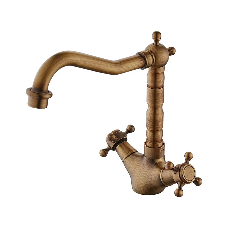 Bathroom Basin Double Handle Antique Faucet-7068