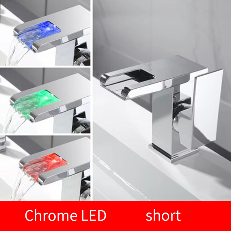 Led Luminous Bathroom Wash Basin Sink Faucet-7115