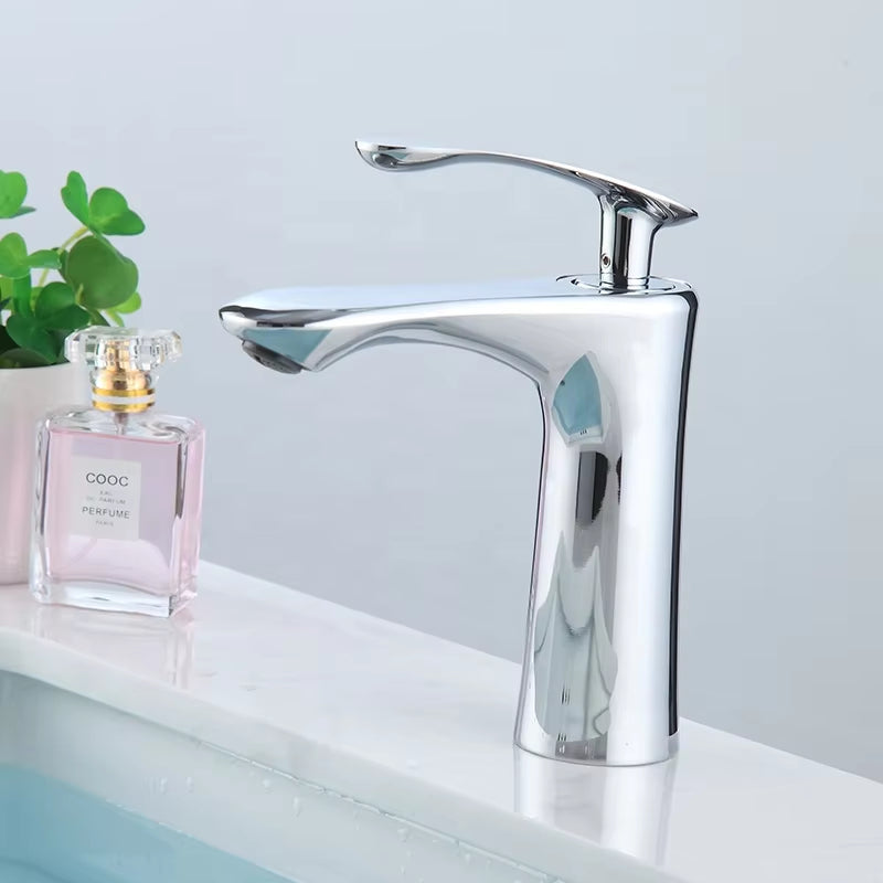 Elegant Black Single Handle Single Hole Basin Sink Hot And Cold Mixing Faucet-7058