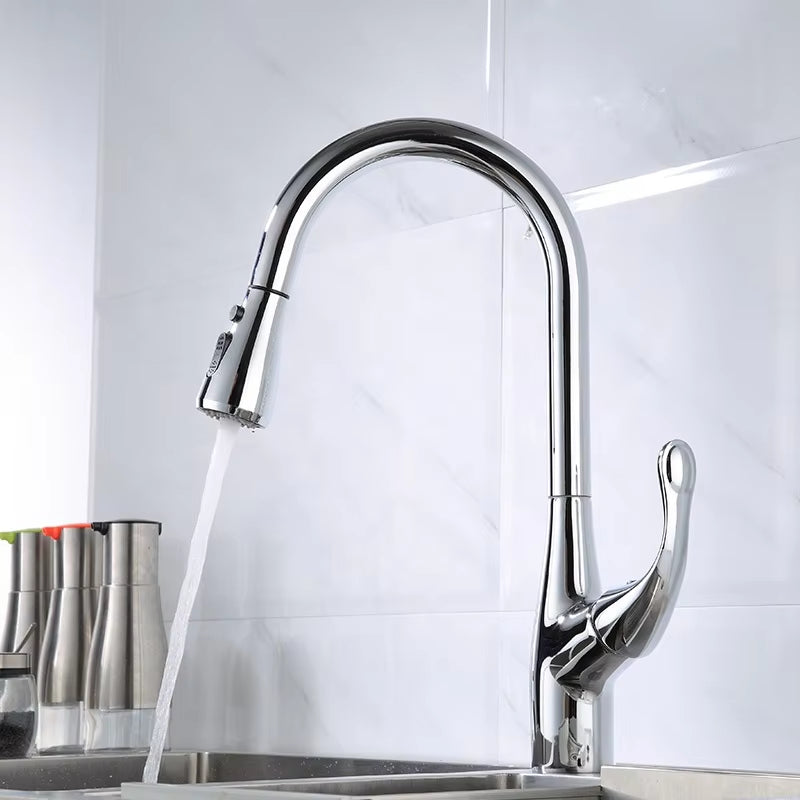 Pull-Out Sink Kitchen One-Button Water Stop Faucet-8553
