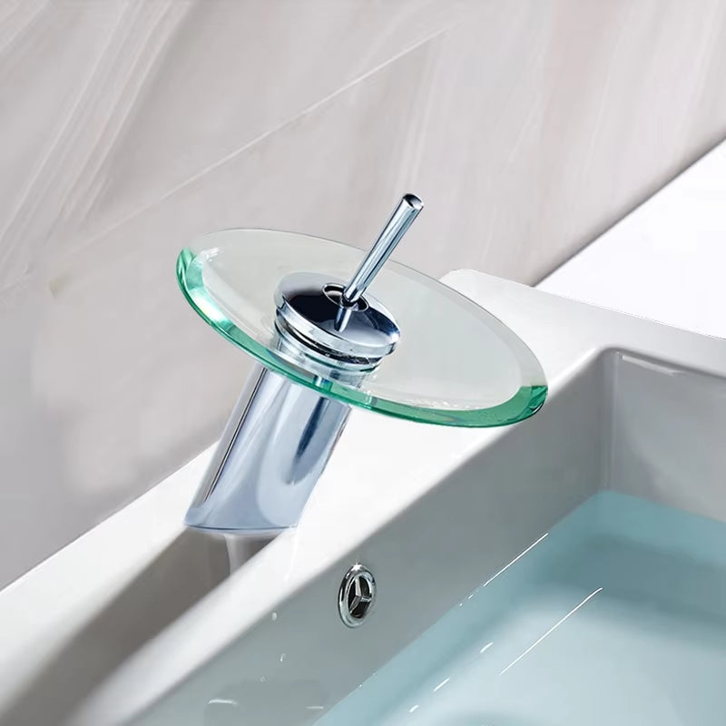 Bathroom Basin Glass Round Waterfall Faucet-7260