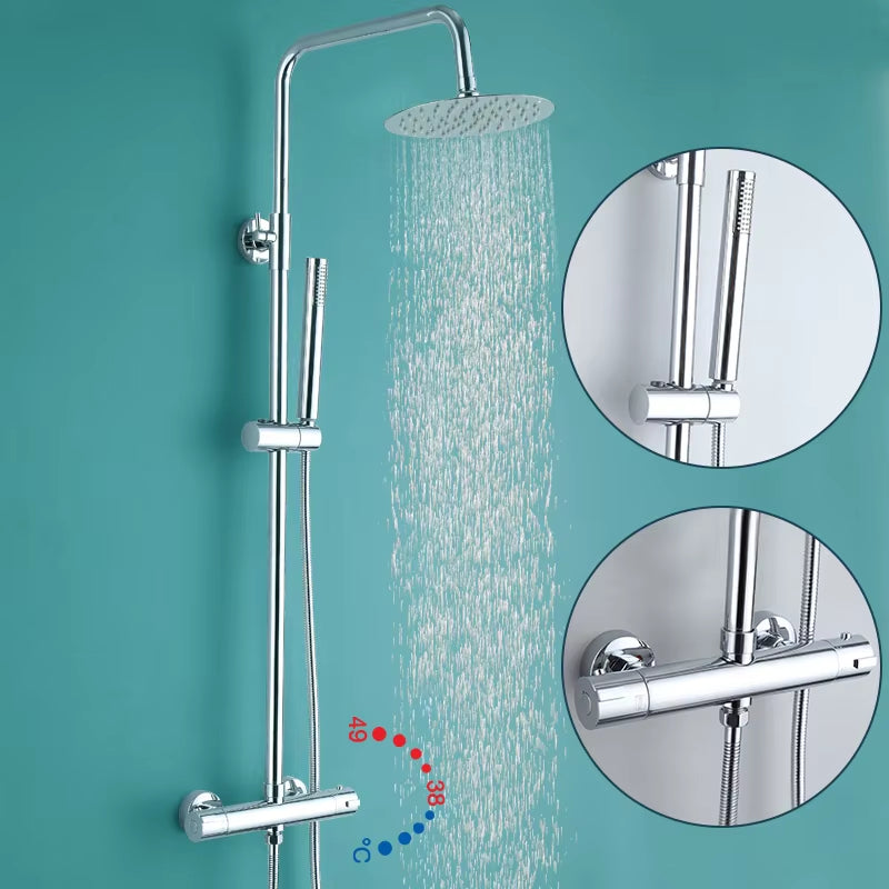 Wall Mounted Bathroom Thermostatic Shower Set With Handheld Showerhead-6956