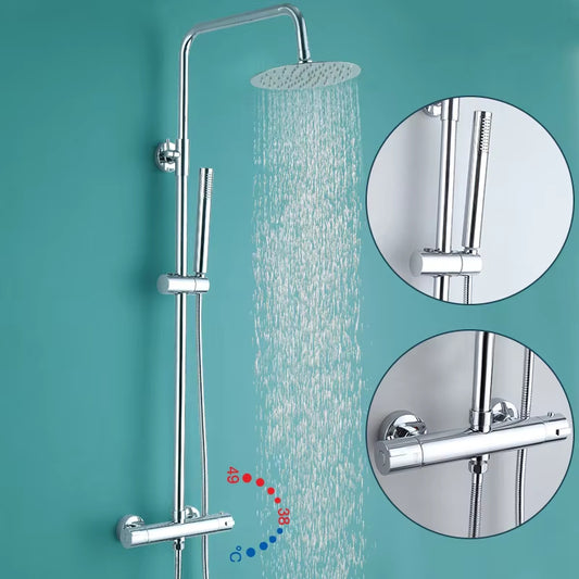 Wall Mounted Bathroom Thermostatic Shower Set With Handheld Showerhead-6956