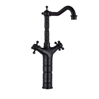 Black Antique Brass Double Handle Bathroom Basin Faucet-7082
