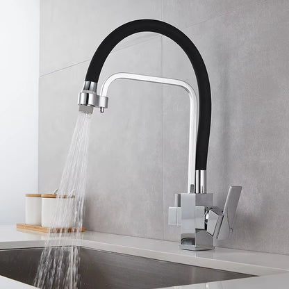 Kitchen 360 Degree Rotating Single Hole Square Handle Faucet With Water Purification Faucet-8921
