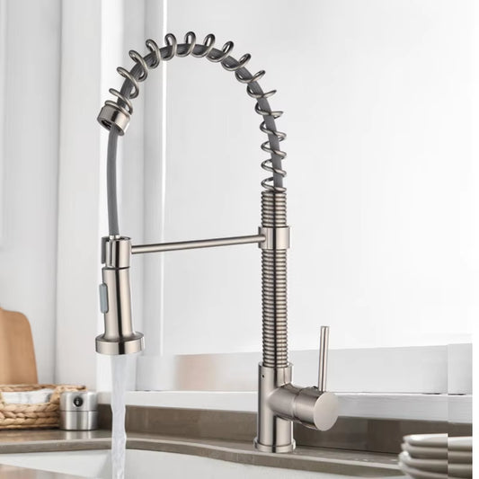 Spring Loaded Hot And Cold Water Kitchen Sink Pull Down Faucet-8592