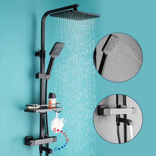 Wall Mounted Bathroom And Toilet Thermostatic Shower Set With Shelf-6945
