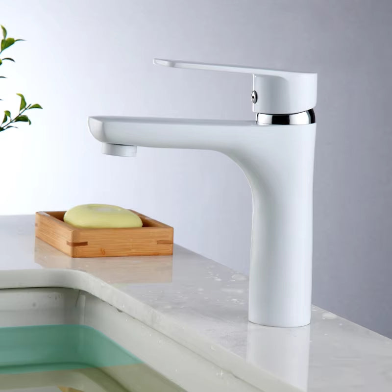 Bathroom Washbasin White Single Handle Faucet-7032