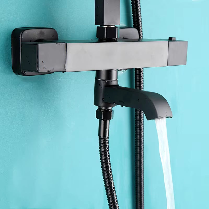 Wall Mounted Bathroom And Toilet Thermostatic Shower Set With Shelf-6945