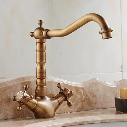Bathroom Basin Double Handle Antique Faucet-7068