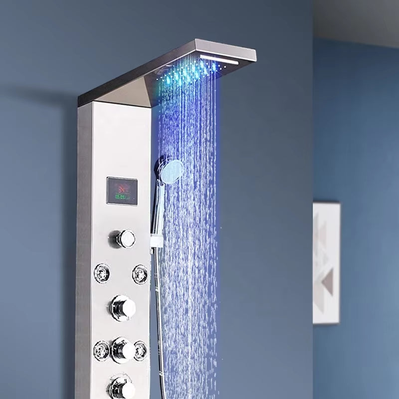 Shower Panel Stainless Steel Waterfall Shower Column Set Massage Nozzle Led Shower Panel-6645