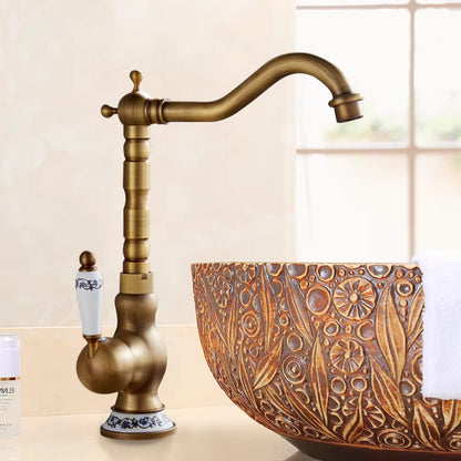 Bathroom Wash Basin Sink Antique Copper Hot And Cold Water Faucet-7811