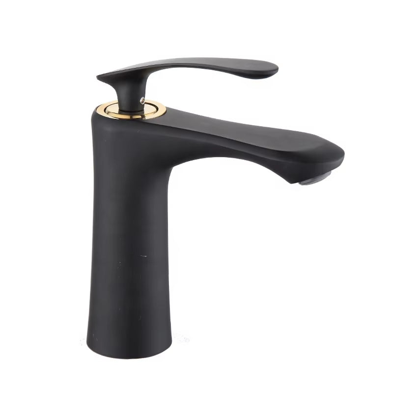 Elegant Black Single Handle Single Hole Basin Sink Hot And Cold Mixing Faucet-7058