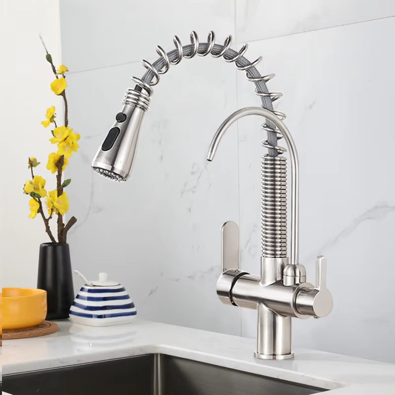 Spring Loaded Kitchen Sink Faucet With Drinking Water-8589