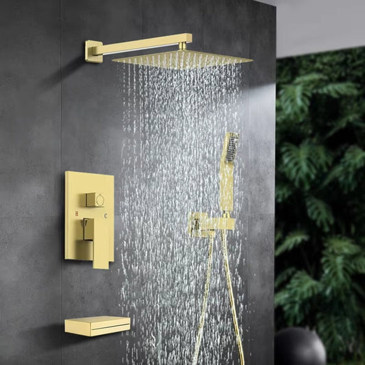 Concealed Brass Faucet Shower Set Rain Shower Mixer Faucet Set Shower Head-6552