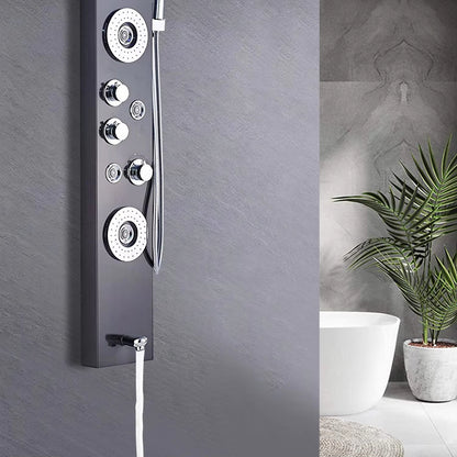 Shower Panel Wall Mounted Massage Nozzle Led Waterfall Temperature Display Shower Column Set-6657BB