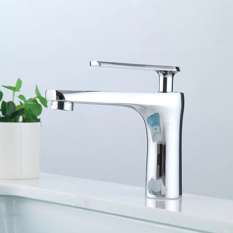 British Design Silver Bathroom Single Hole Basin Faucet-7049