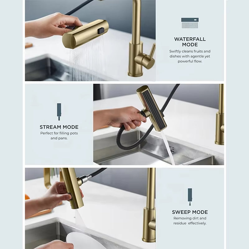 Modern Design Kitchen Sink Stainless Steel Pull Out Faucet-7305BG
