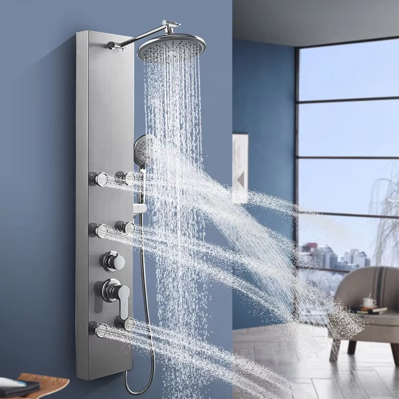 Stainless Steel Shower Panel Bathroom Wall Mounted Waterfall Shower Column Set-6664