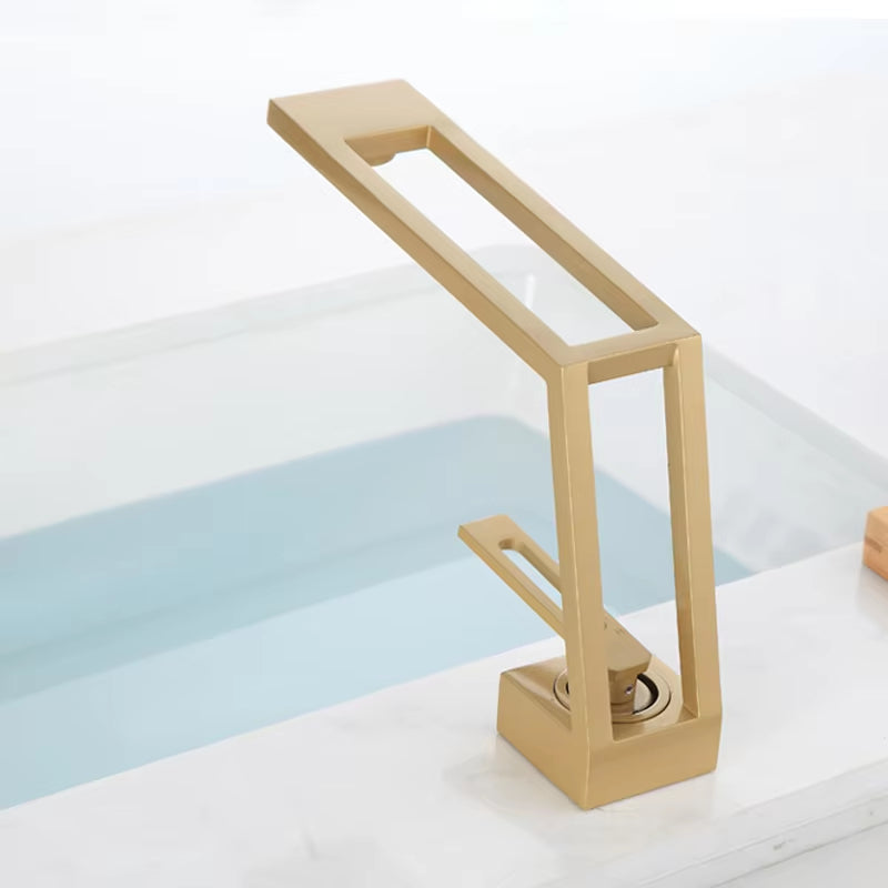 High-End Hollow Design Bathroom Basin Golden Faucet-7298