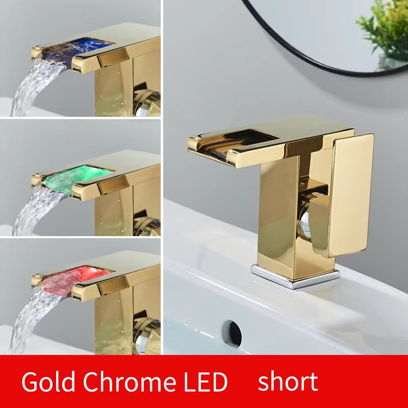 Led Luminous Bathroom Wash Basin Sink Faucet-7115