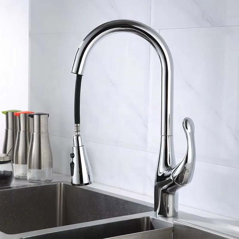 Pull-Out Sink Kitchen One-Button Water Stop Faucet-8553