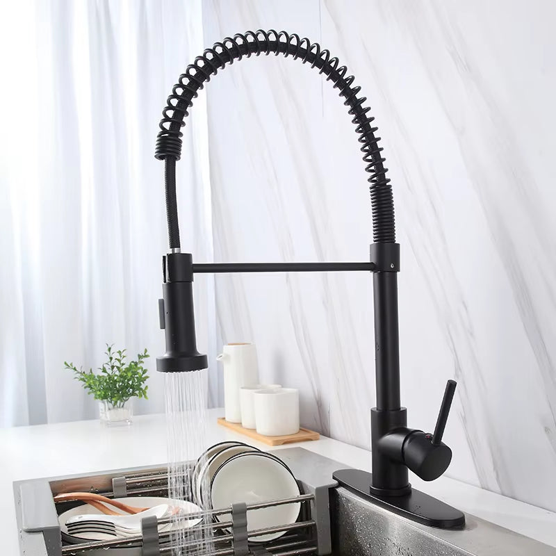 Spring-Loaded Single-Hole Handle 360-Degree Rotating Kitchen Faucet-8560
