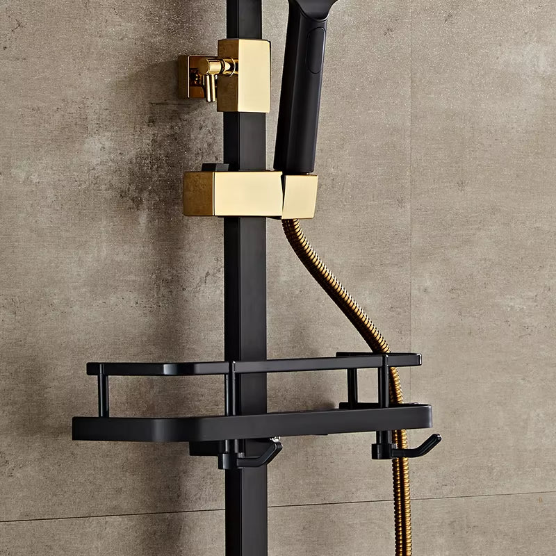 Constant Temperature Bathroom Wall Mounted Black Gold Bath Set-6234