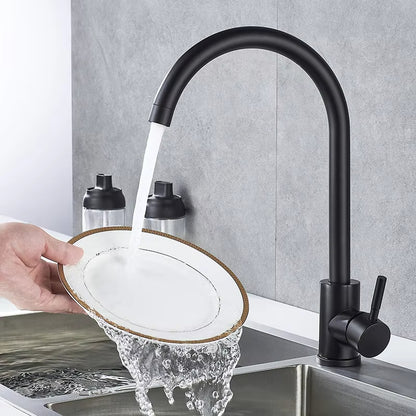 Modern Stainless Steel Kitchen Sink Single Handle Faucet