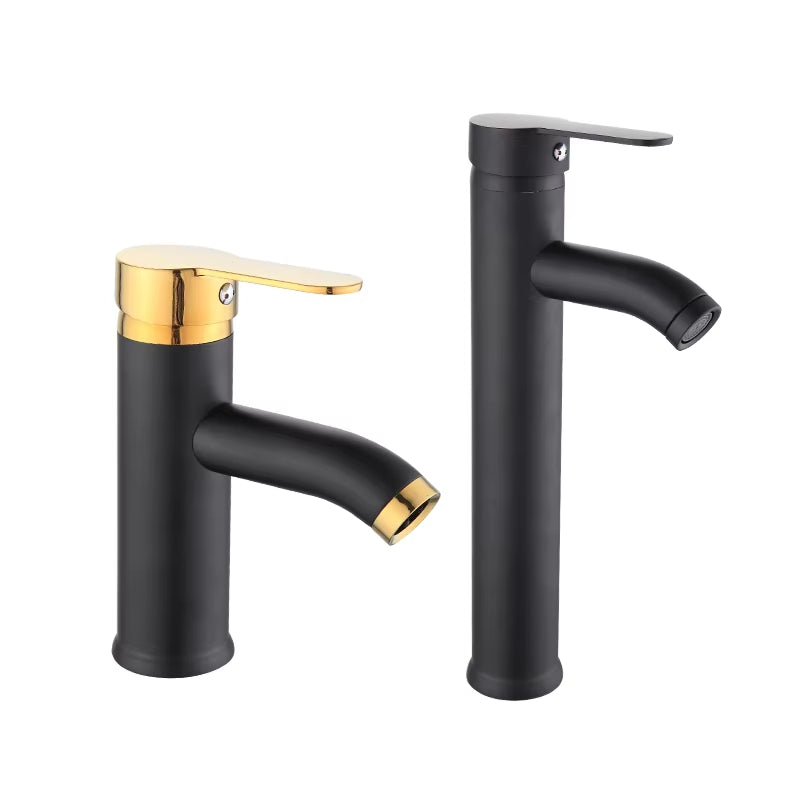 Black Simple Hot And Cold Basin Bathroom Wash Faucet-5013