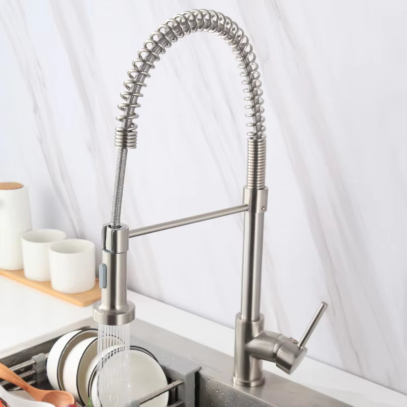 Spring-Loaded Single-Hole Handle 360-Degree Rotating Kitchen Faucet-8558