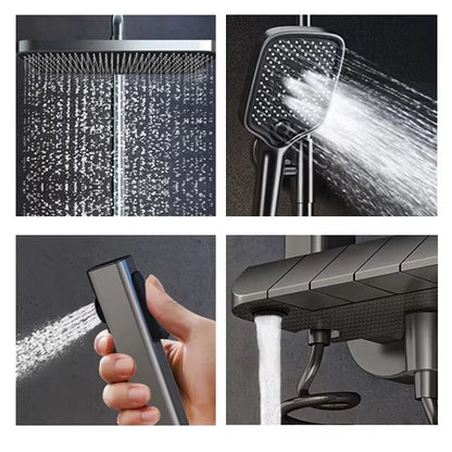 Shower Set Luxury Brass Rain Shower Mixer Set Smart Digital Display Shower Faucet Set-6282W