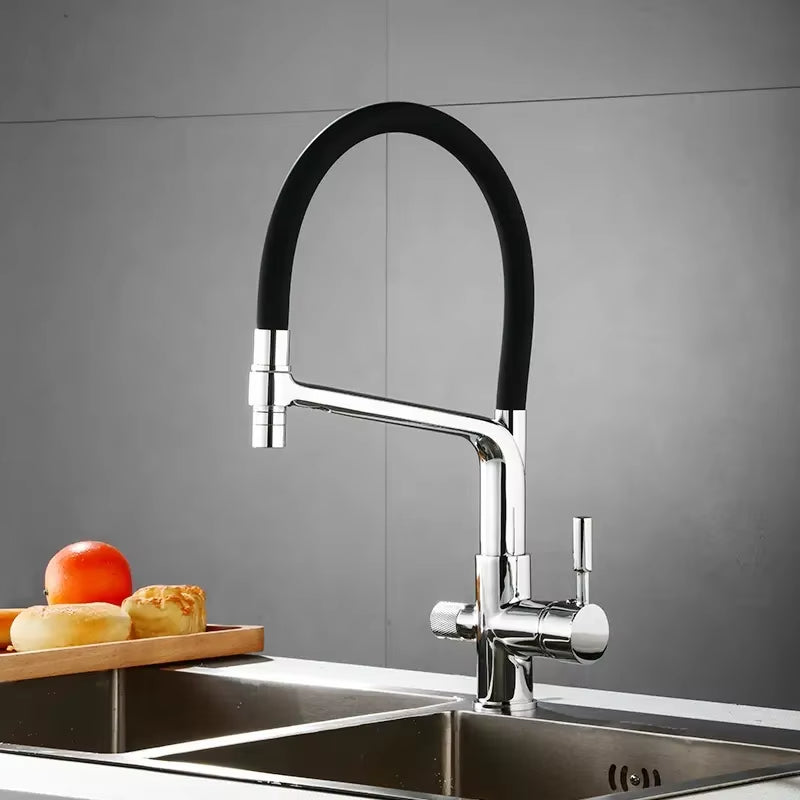 Flexible Three-Way Kitchen Stainless Steel Faucet-8617