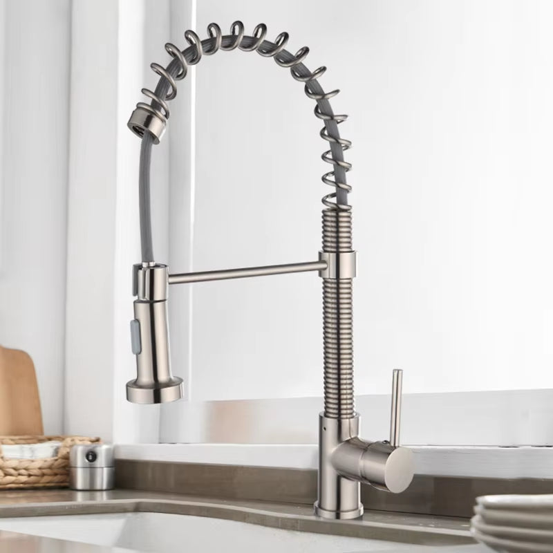 Spring Loaded Hot And Cold Water Kitchen Sink Pull Down Faucet-8592