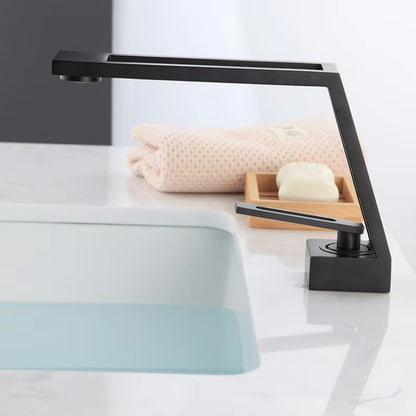 High-End Hollow Design Bathroom Basin Black Faucet-7297