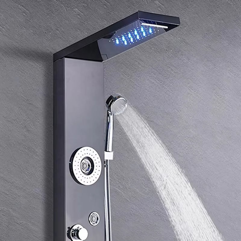 Wall Mounted Stainless Steel Waterfall Tower Led Shower Screen Set-8624