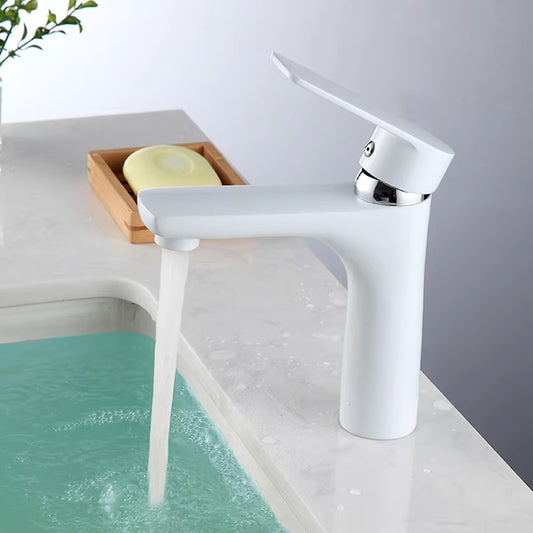 Bathroom Washbasin White Single Handle Faucet-7032