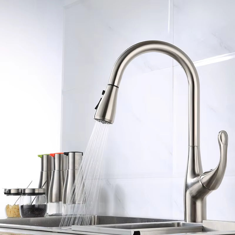 Pull-Out Sink Kitchen One-Button Water Stop Faucet-8555