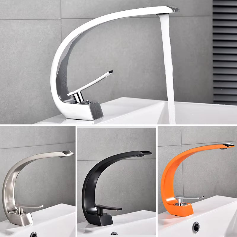Bathroom Sink Single Handle Single Hole Elegant Crane Faucet-7001B